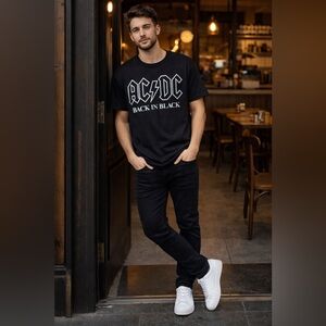 🔥 AC/DC Back In Black Graphic Band Tee Black Rock T-Shirt Size 3XL NWT